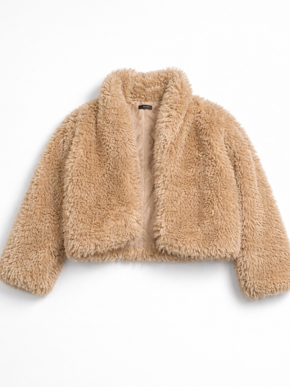 Kids Plush Teddy Jacket in Camel